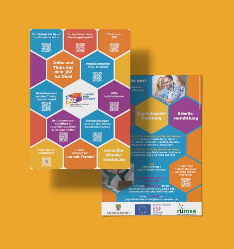Flyergestaltung für das JugendBerufsZentrum in Dessau-Roßlau