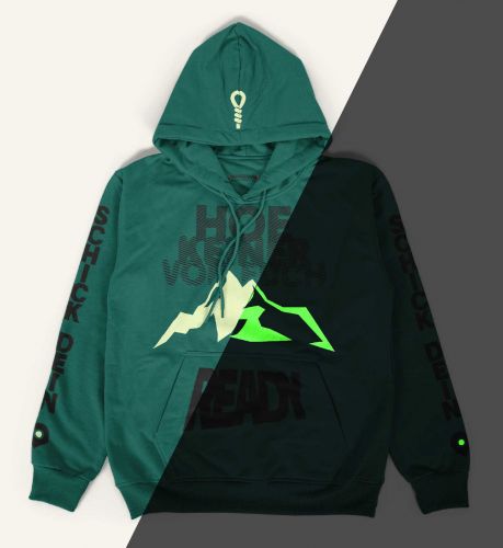 Im Dunkeln leuchtender Foliendruck